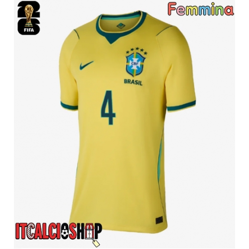 Brasile Marquinhos #4 Prima Maglia Femmina Mondiali 2026 Manica Corta